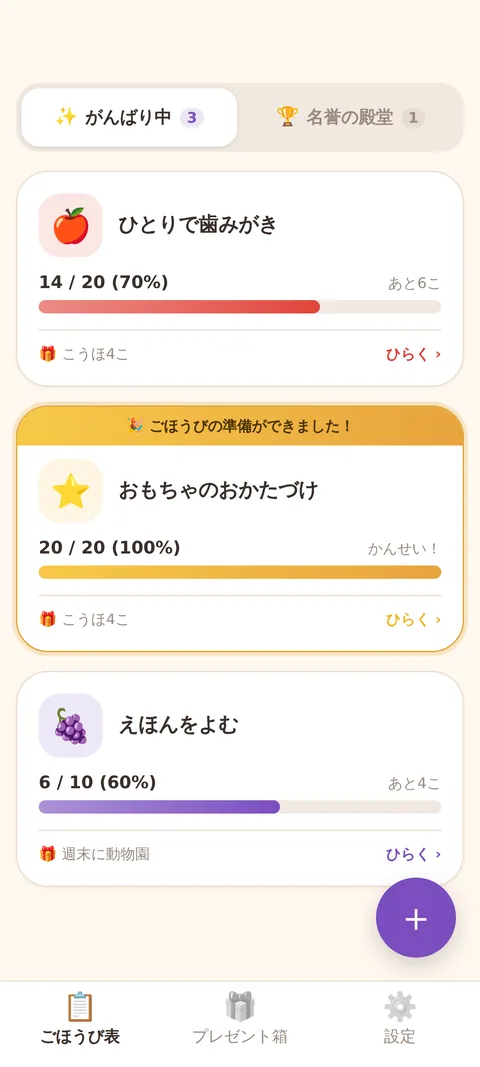 かんせいした表もすぐには消えません